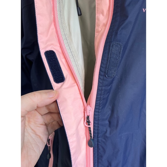 Vineyard Vines Stow & Go Raincoat Blue Pink Hood XS - Picture 8 of 12
